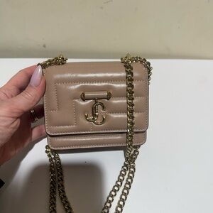 JIMMY CHOO
Micro Avenue Quad Gold Chain
Shoulder Bag,  New, Beige